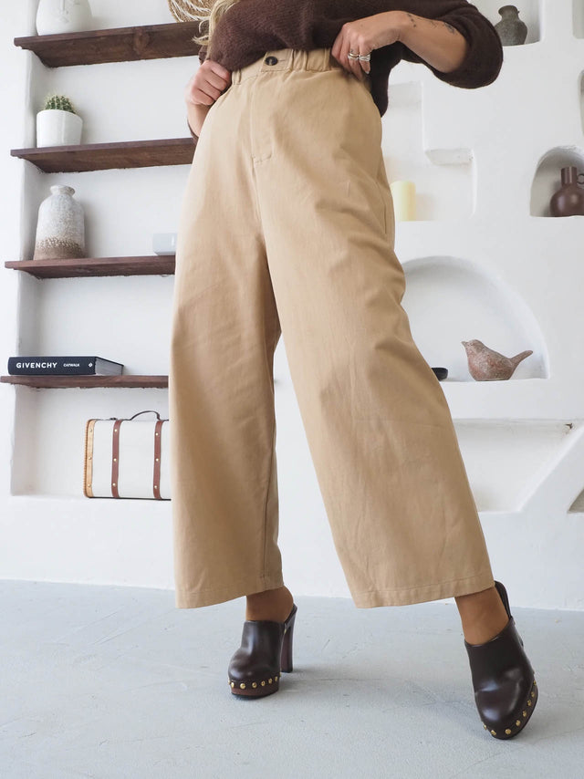 Pantalon ample en sergé