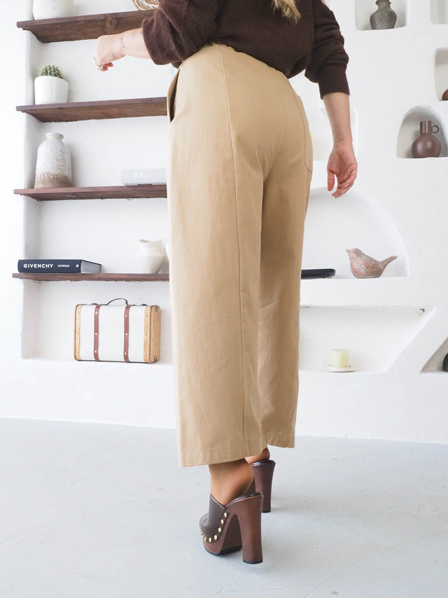 Pantalon ample en sergé