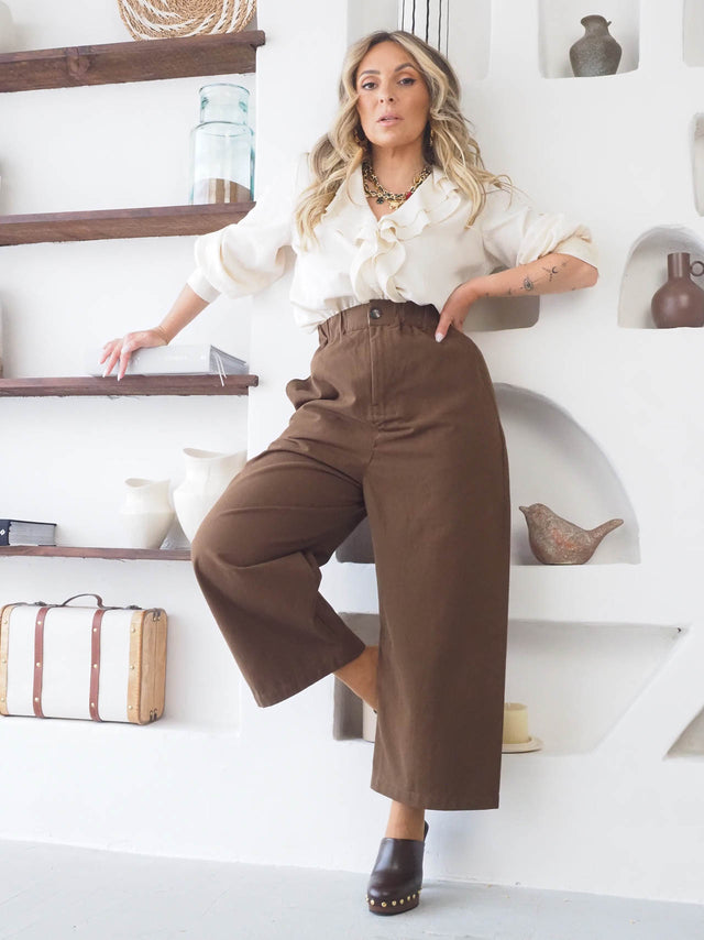 Pantalon ample en sergé