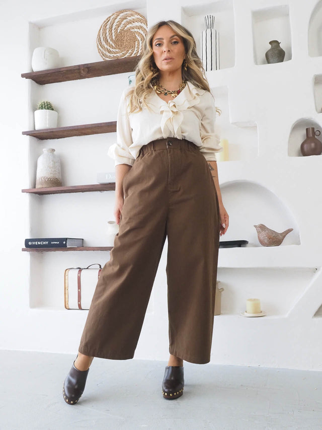 Pantalon ample en sergé