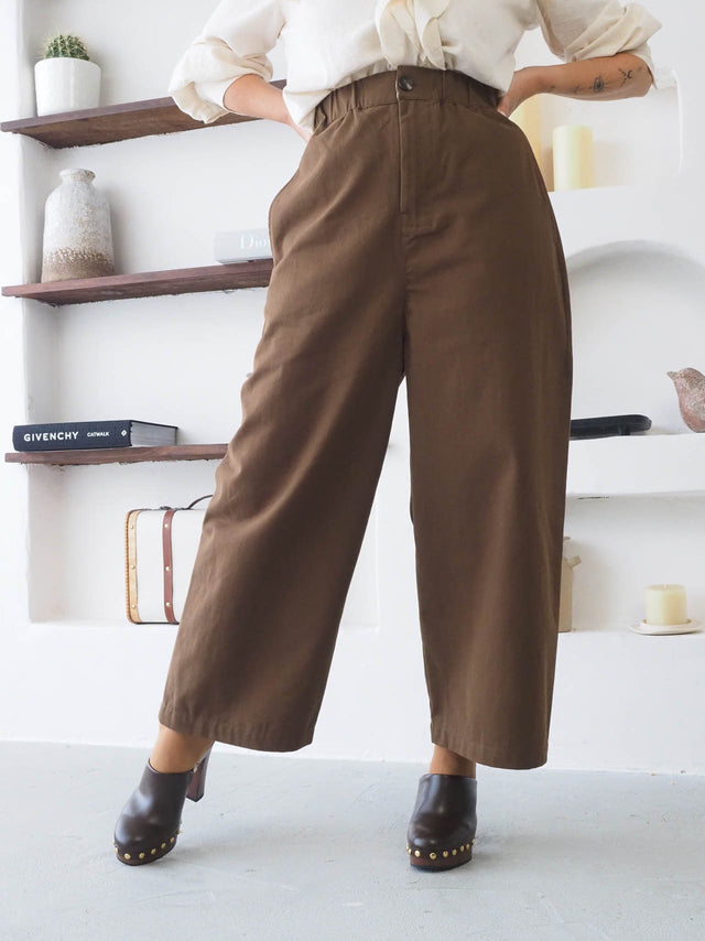 Pantalon ample en sergé