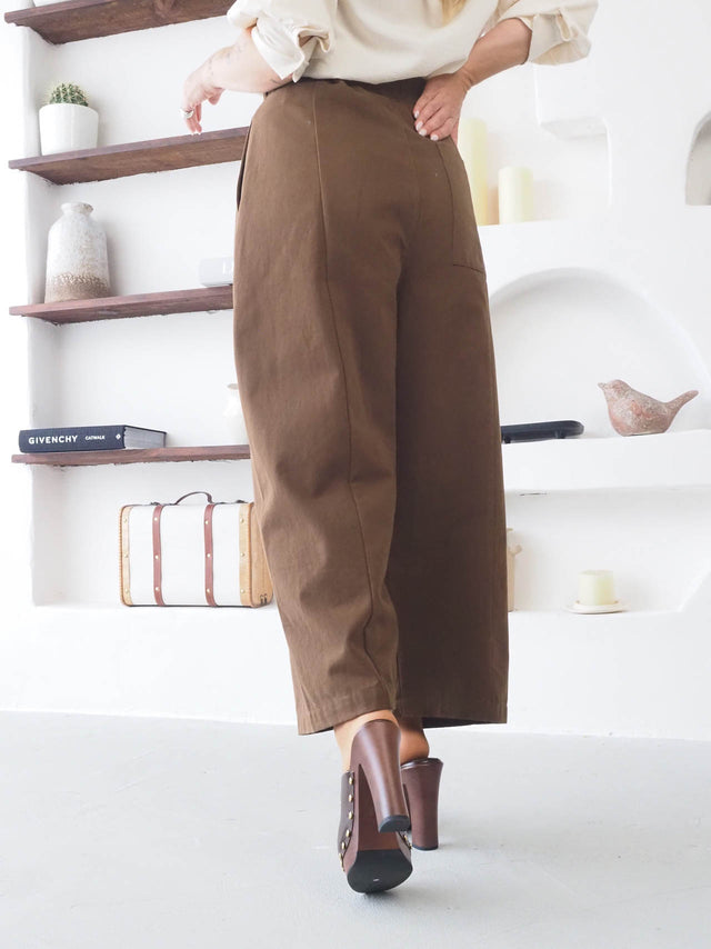 Pantalon ample en sergé