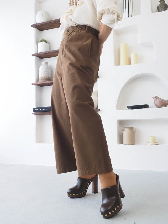 Pantalon ample en sergé