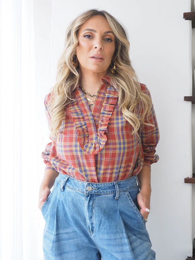Blusa Xadrez Com Folho