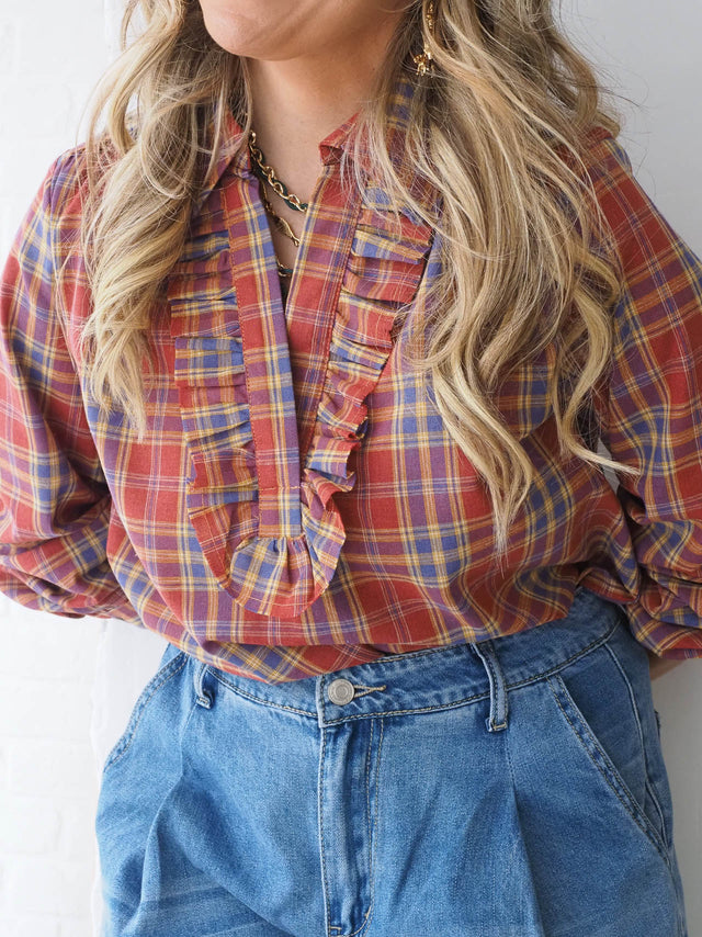 Blusa Xadrez Com Folho