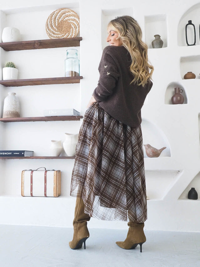 Jupe en tulle à carreaux