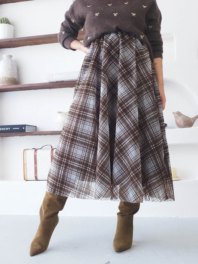 Jupe en tulle à carreaux