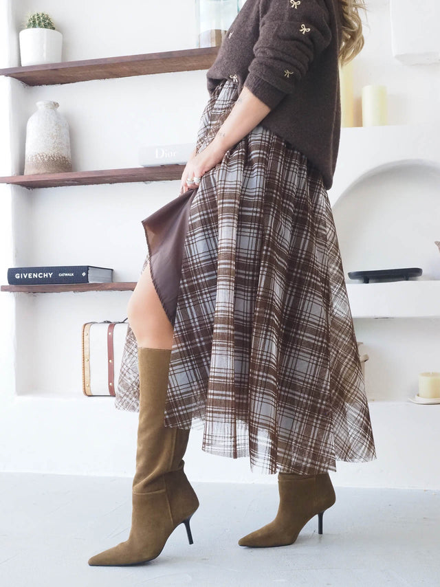 Jupe en tulle à carreaux
