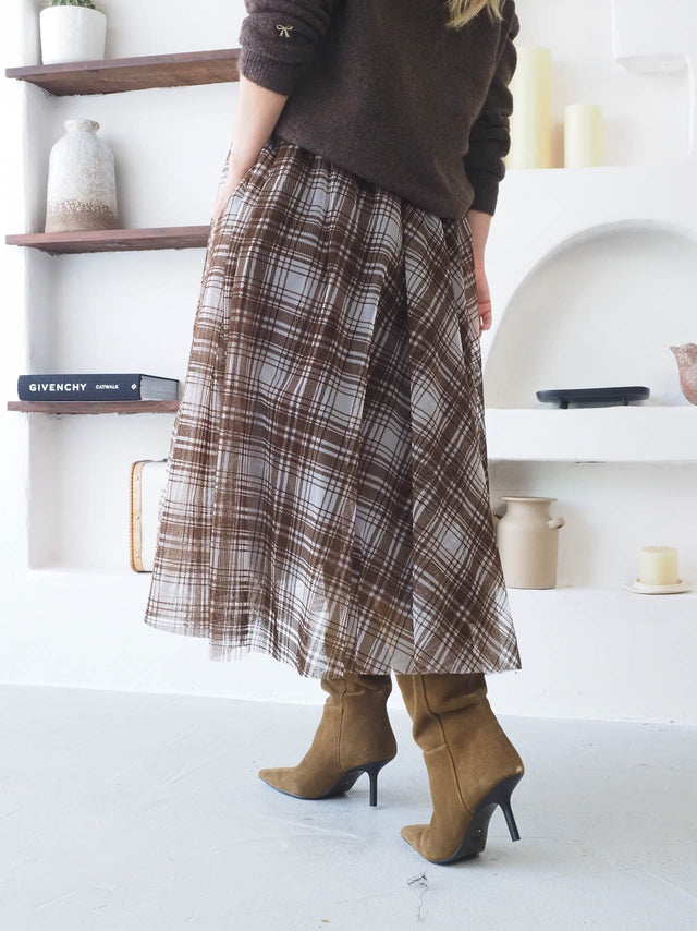 Jupe en tulle à carreaux