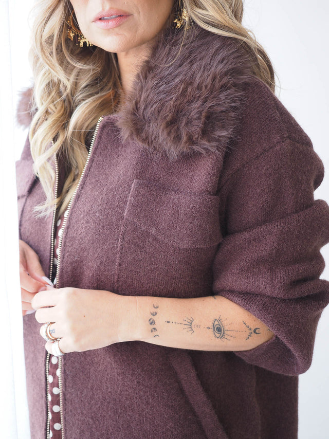 Thick Knit Jacket with Zipper