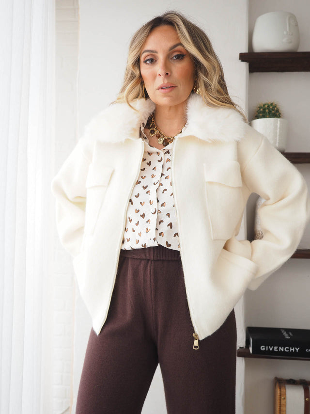 Thick Knit Jacket with Zipper