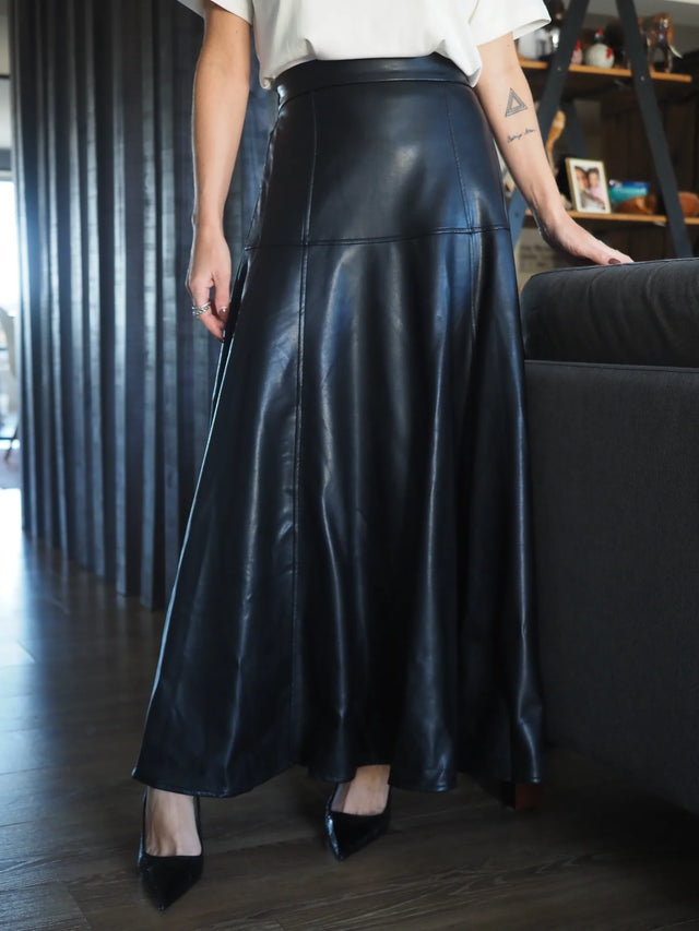 Faux Leather Midi Skirt