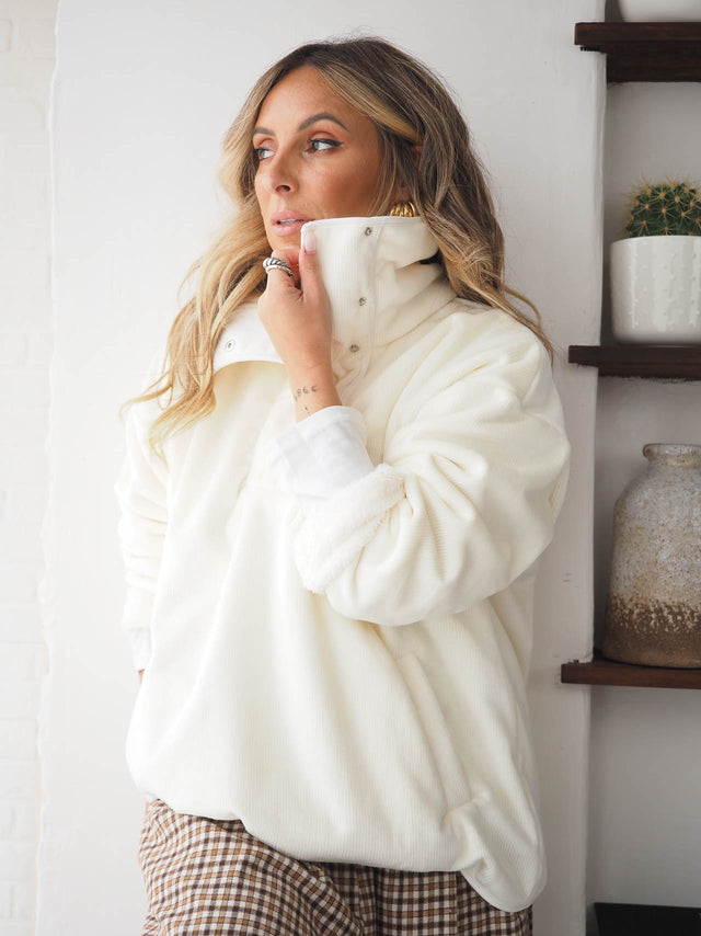 Corduroy Sweatshirt with Fur Lining