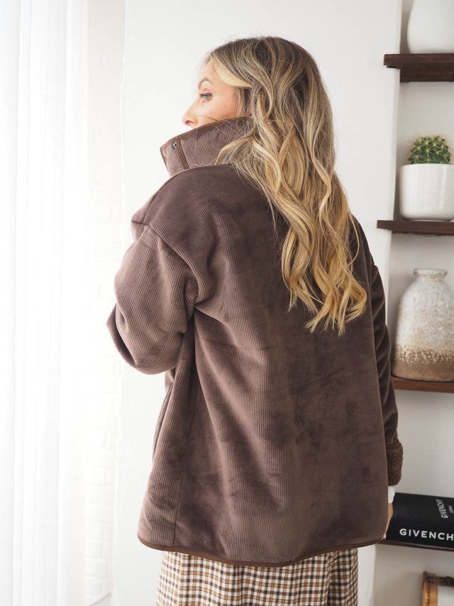 Corduroy Sweatshirt with Fur Lining