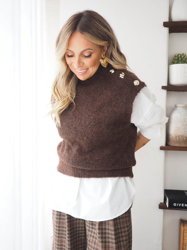 Knitted Vest with Buttons