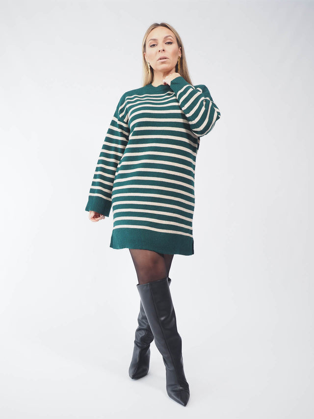 VESTIDO DE MALHA CURTO ÀS RISCAS