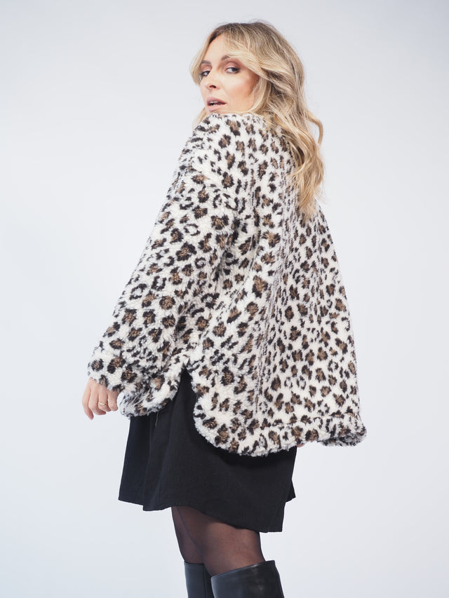 ANIMAL PRINT FUR JACKET