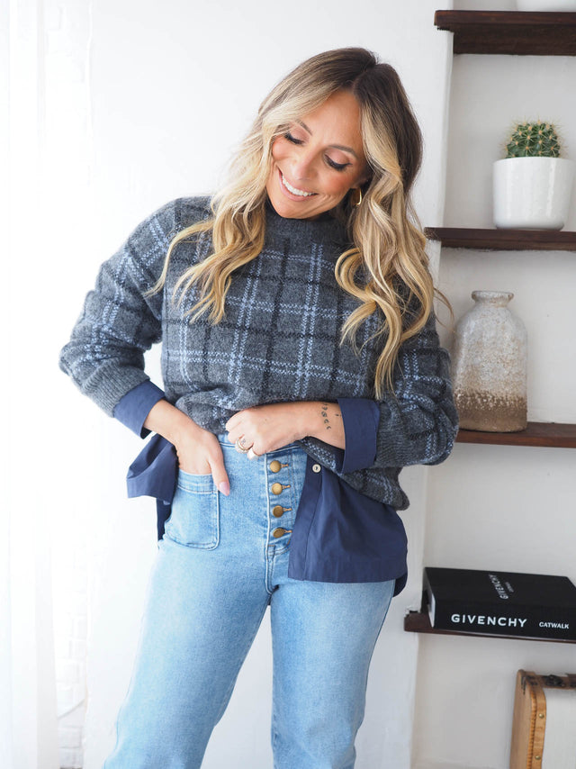 Pull en maille à carreaux