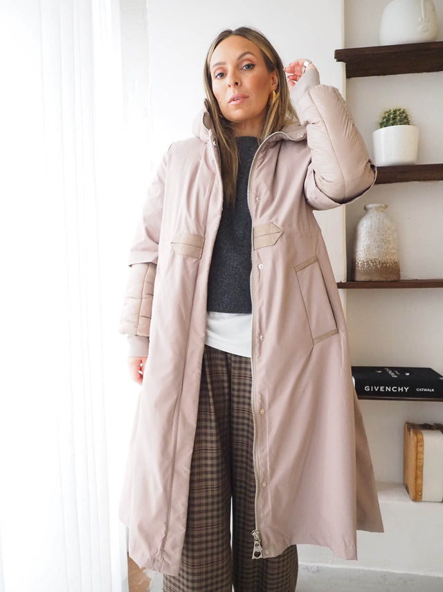 Veste longue à capuche