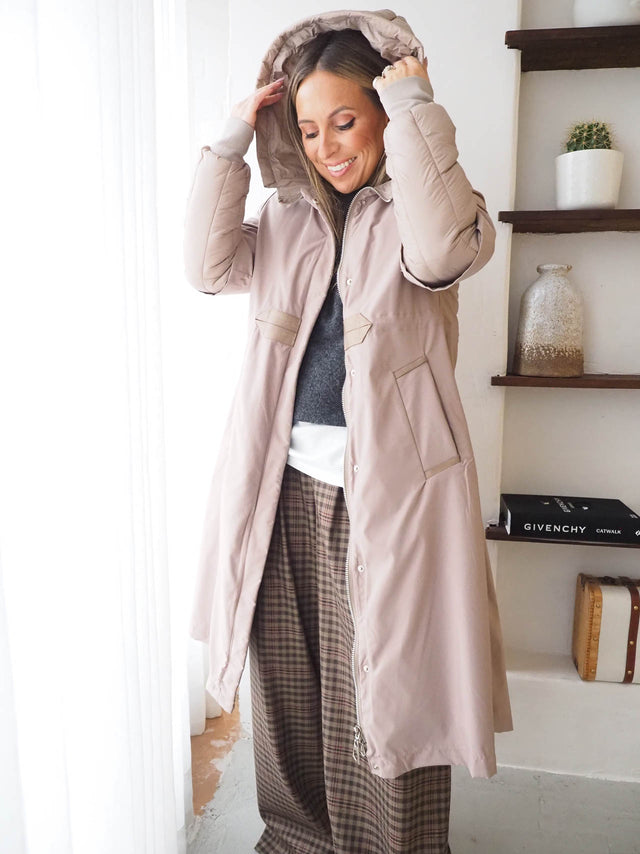 Veste longue à capuche