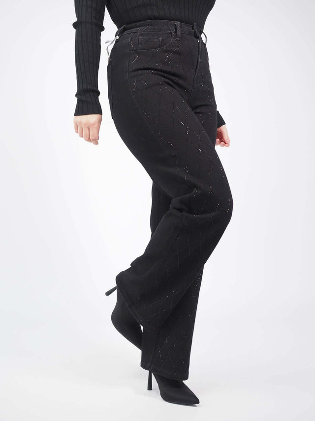 WIDE LEG TROUSERS WITH GLOSS