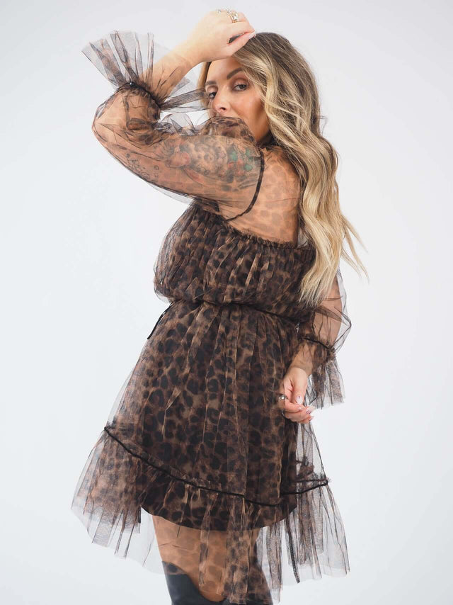 Robe en tulle léopard