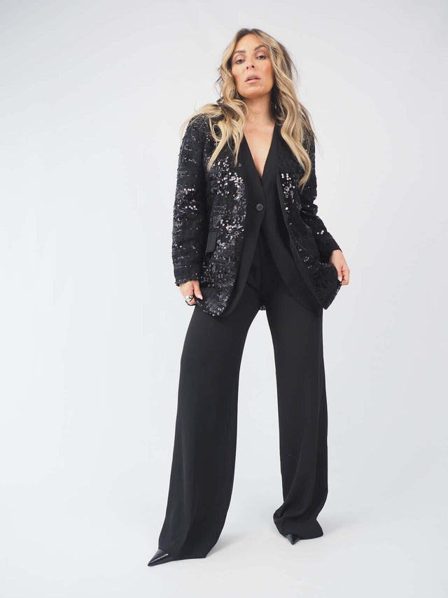 Blazer Semi-Transparente Lantejoulas