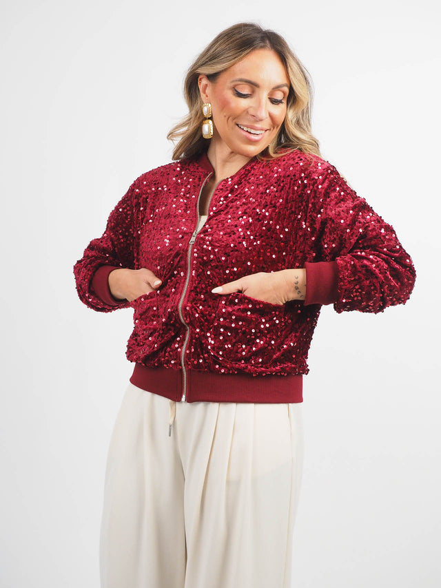 blouson aviateur à paillettes