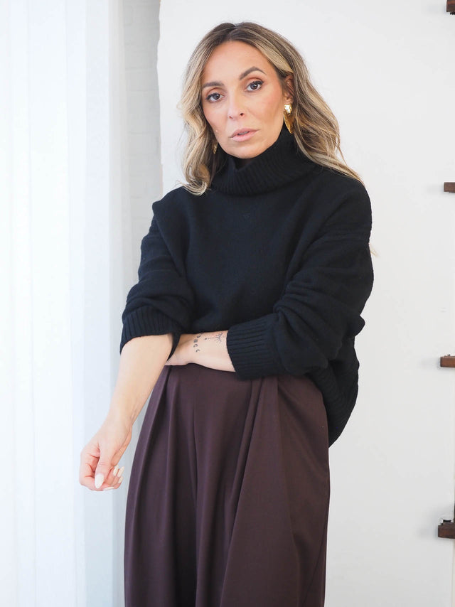 chemise en maille à col montant