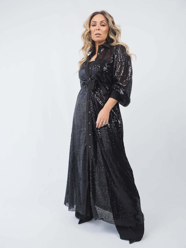 Vestido Camiseiro Transparente Brilho