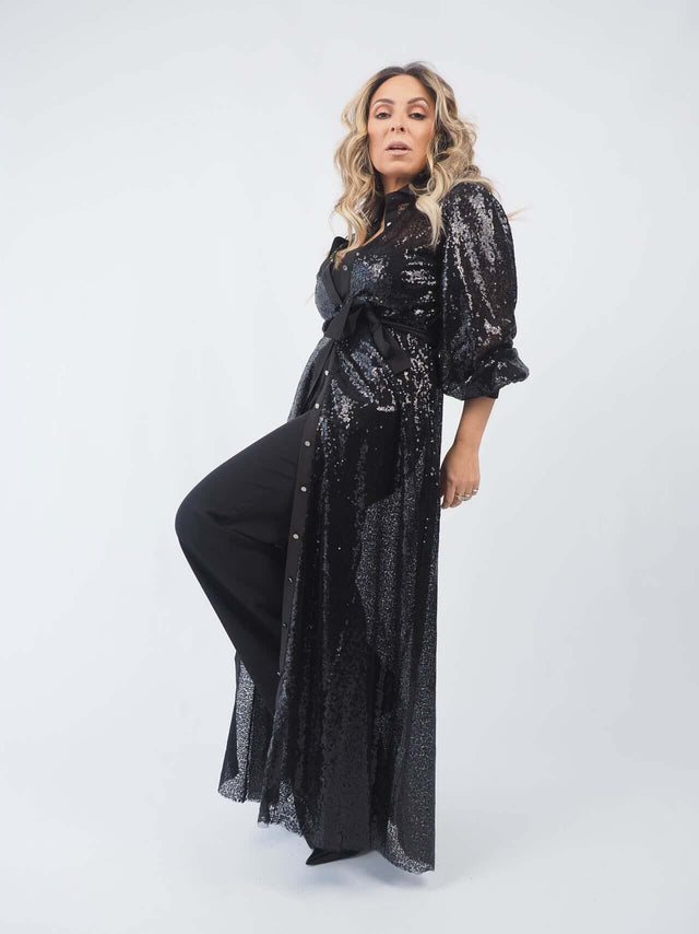 Vestido Camiseiro Transparente Brilho
