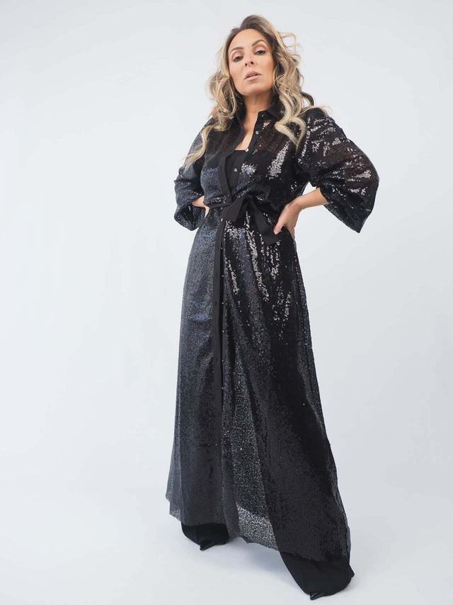 Vestido Camiseiro Transparente Brilho
