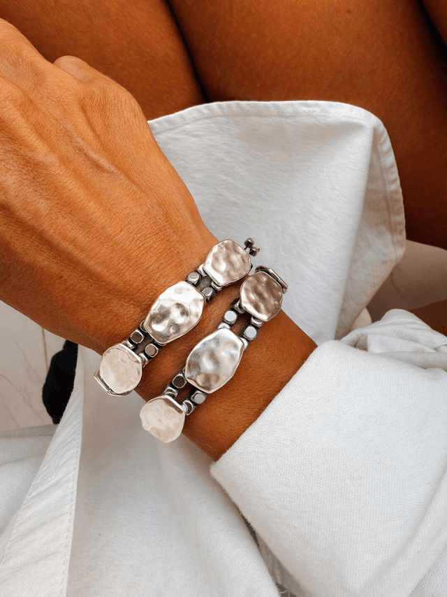 Pulseira de Hematite e Prata