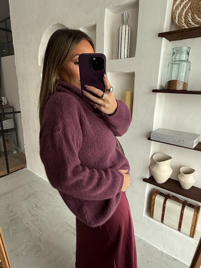 Camisola em Malha Com Gola Larga