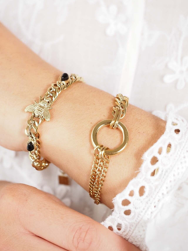 Acessórios: PULSEIRA EM MALHA COM ARGOLA Color: dourado Size: TU | Outono / Inverno 2022