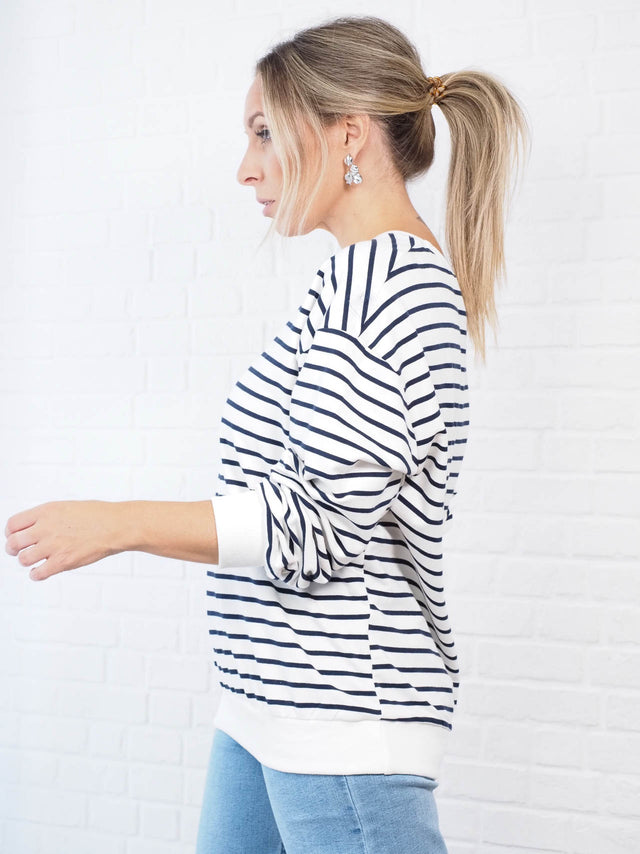 Sweatshirts: Sweatshirt às Riscas para Senhora - Black Peach® Color: branco Size: TU | Outono / Inverno 2022