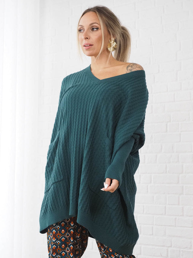 Malhas: Camisola de Malha Oversized para Mulher - Black Peach® Color: verde Size: TU | Outono / Inverno 2022