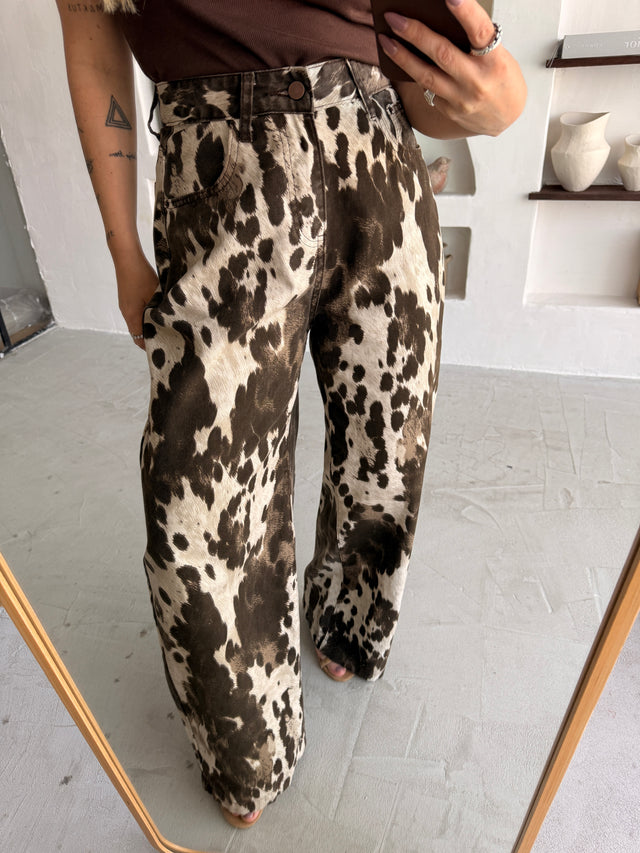 Calças Baggy Balloon Animal Print