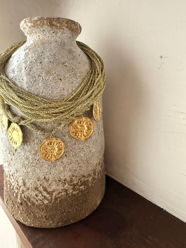 Multiple Mesh Necklace with Medals