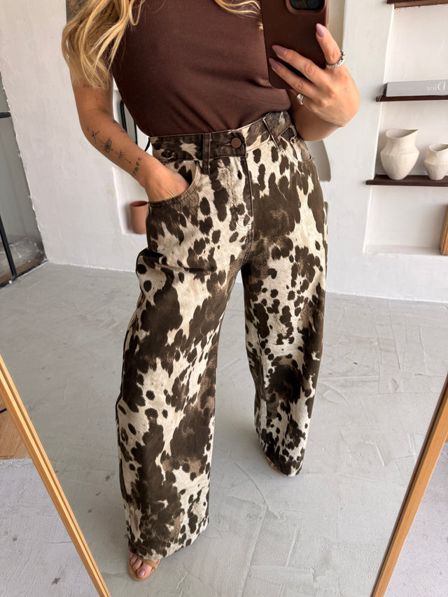 Calças Baggy Balloon Animal Print