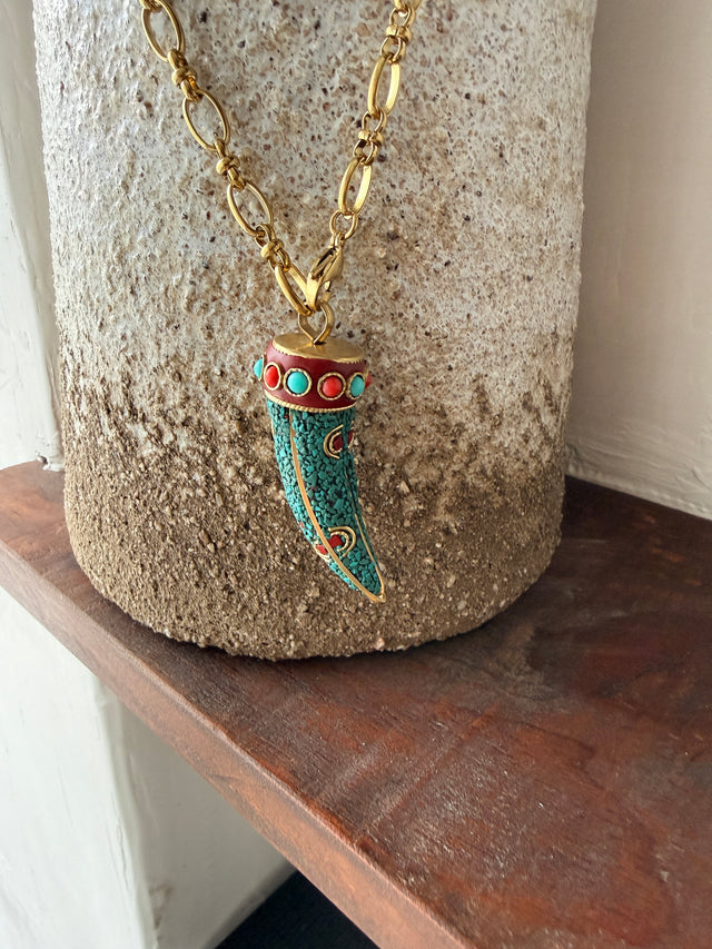 Colar Comprido Com Corno