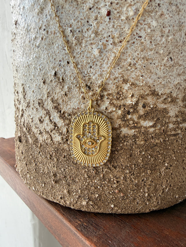 Hand of God Necklace with Diamonds