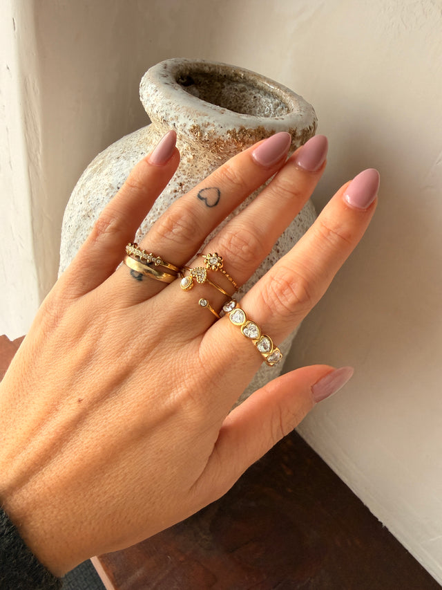 Anel Corações Brilhante