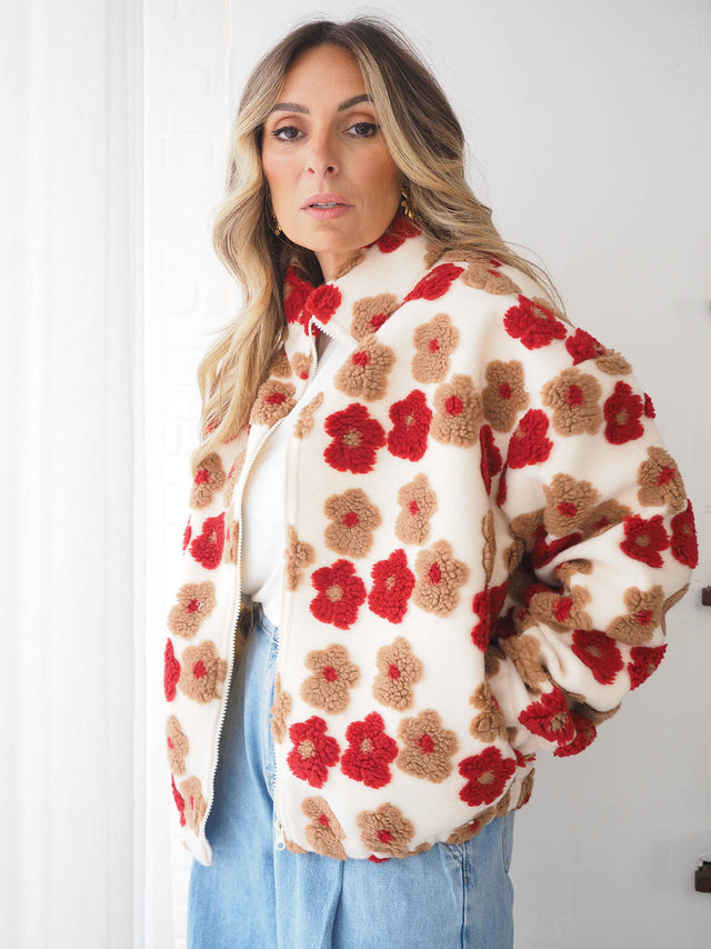 Casaco Bomber ás Flores