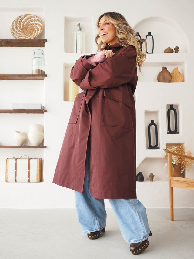 Long parka with hood.