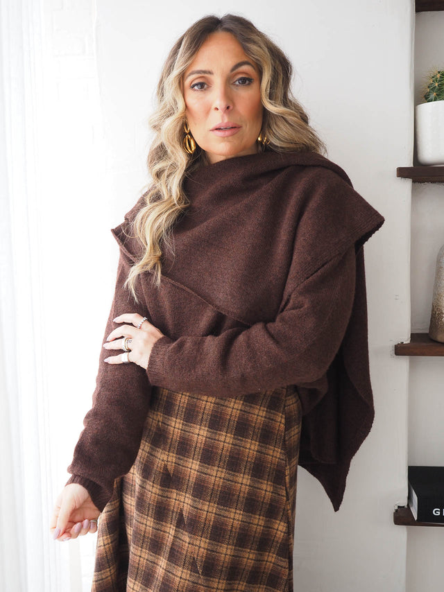 Camisola de Malha Com Cachecol