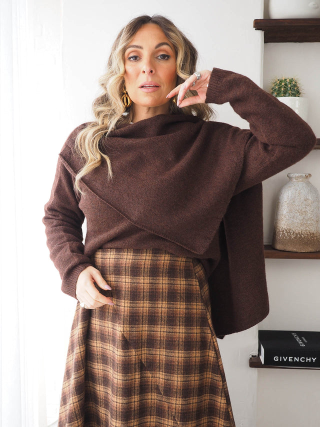 Camisola de Malha Com Cachecol