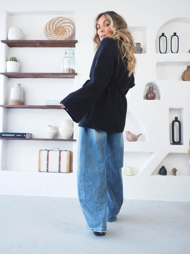 Casaco de Malha Com Cinto