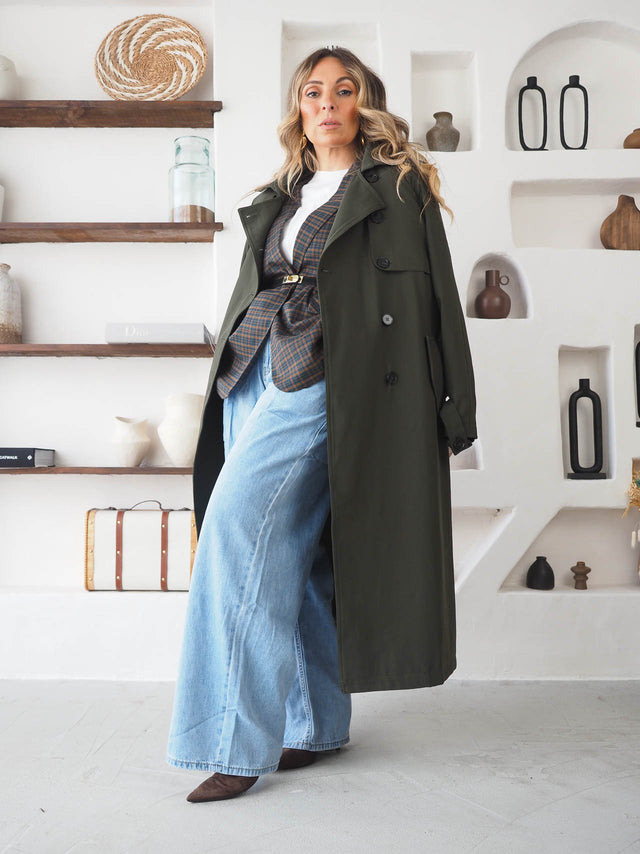 Trench Coat Cruzada Com Cinto