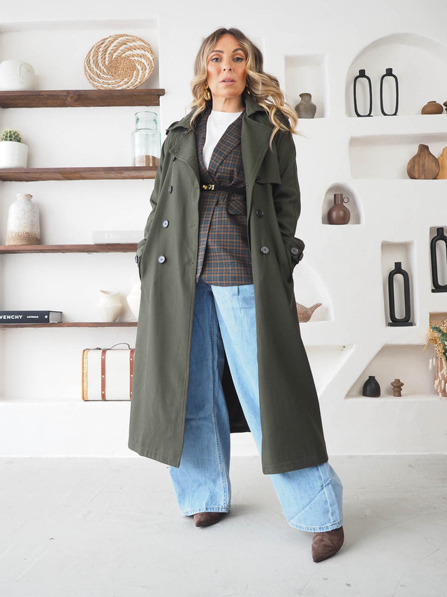 Trench Coat Cruzada Com Cinto